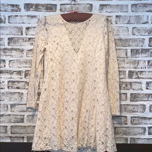 Cream lace overlay flowy dress